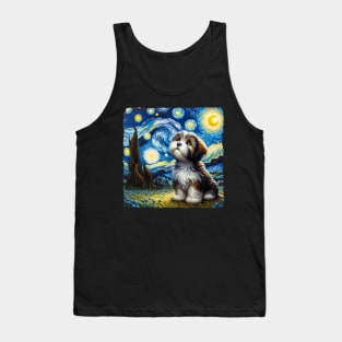 Starry Havanese Portrait - Dog Portrait Tank Top